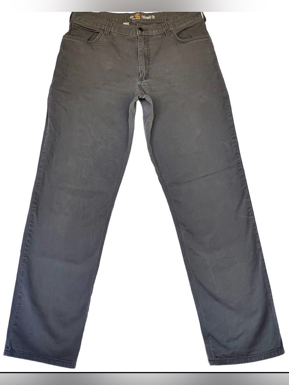 Carhartt Relaxed Fit Canvas Work Pants Mens Gray Straight Leg Casual Trousers